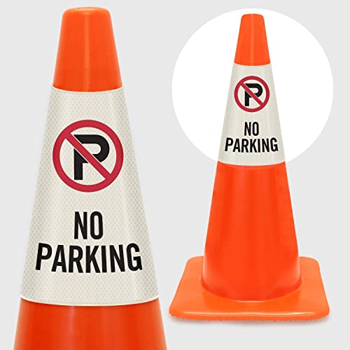SmartSign 6-Pack "No Parking" Reflective Cone Message Sleeve Collar with Symbol, 360-Degree Visibility, Non-Adhesive Vinyl Signs for Traffic Safety Cones, 3-Side Print [Cone Not Included] - color: No Parking, size: Pack of 6