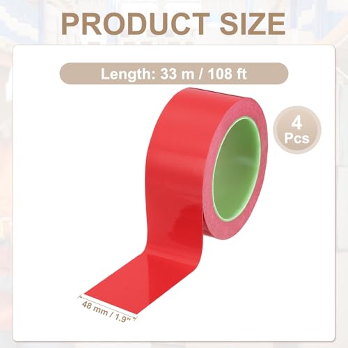 PATIKIL Floor Marking Tape 2 Inch x 110 Ft, 4 Pcs Self-Adhesive Warning Safety Tape Caution Stripe for Walls Floors Pipes Equipment Outdoor, Red - color: Red