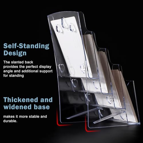 xydstay 4 Tier Acrylic Brochure Holder 4 x 9 Inches, 2 Pack
