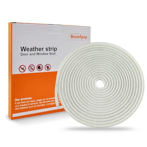 Bruiefpap 39.4FT Weather Stripping for Doors and Windows, Self-Adhesive Soundproofing Door Seal, Door Insulation for Sliding, Exterior, Frames and Front, 0.35'' Wide x 0.35'' Thick, White - color: White, size: 39.4FT, 0.35'' Wide X 0.35'' Thick