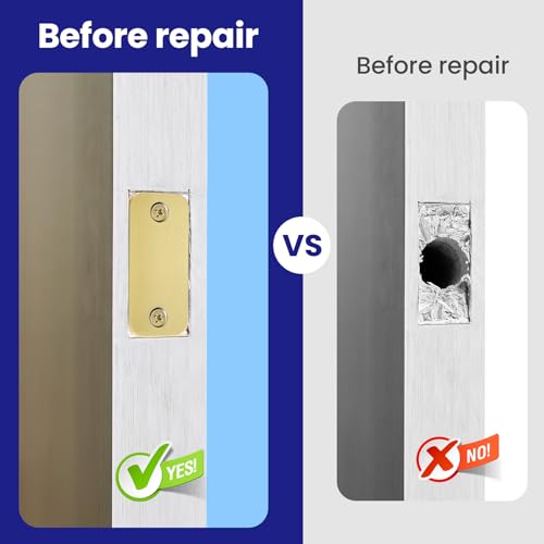 1" x 2-1/4" Door Hole Cover Plate, Stainless Steel Door Strike Filler Plate - color: Satin Gold, size: 2 Pack