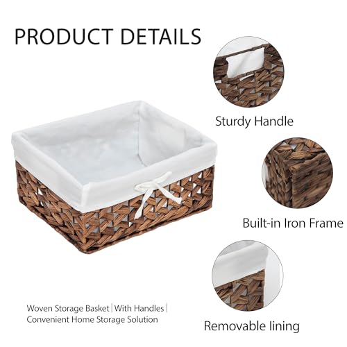 Water Hyacinth Storage Basket Small with Metal Frame & Removable Liner - size: Small