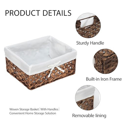 Water Hyacinth Storage Basket Small with Metal Frame & Removable Liner - size: Small