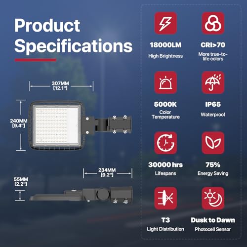 Kifflux 150W Led Parking Lot Light 120V Slip Fit Pole Mount Dusk to Dawn - size: 150watt 1pack