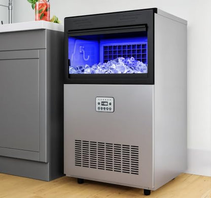 YITAHOME 100lbs Ice Maker Machine Commercial Under Counter Ice Maker, ETL & DOE Certificated Commercial Large Ice Makers Freestanding for Home Cafe Bar Restaurant 45pcs with 33lbs Storage Bin - size: 100LBS