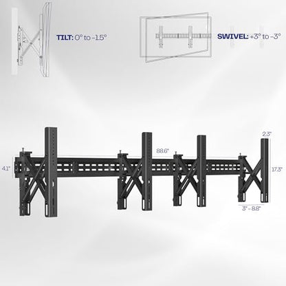 VIVO Black Pop-Out 1x2 Video Wall Mount for 37-65 in TVs, MOUNT-VW65-2 - size: 37" to 65" TVs, style: 1x2 mount