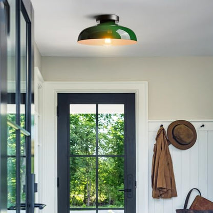 DIRYZON Industrial Green Semi Flush Mount Ceiling Light, 12-Inch - color: Green