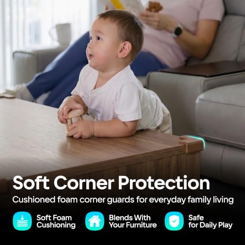 Komfortology 12-Pack Baby Proofing Corner Protectors, Pre-Taped, Brown - color: Brown, size: 12corners