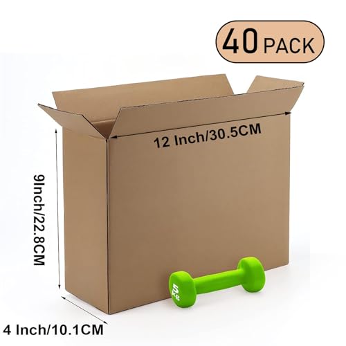 12x9x4 Shipping Boxes Set of 40, Brown Kraft Corrugated Cardboard Small Boxes Mailers for Business Packaging Box - color: Brown Shipping Box, size: 12x9x4 Box