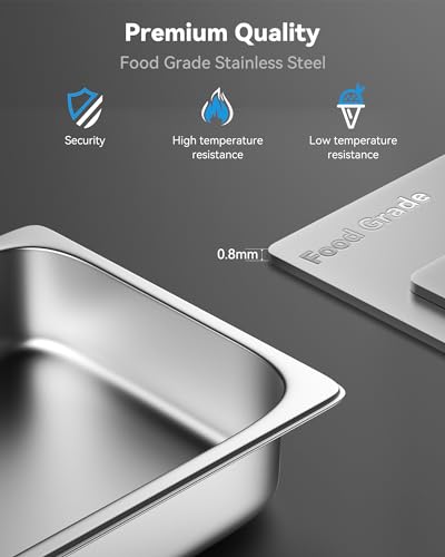 ZeroPone Hotel Pans with Lids, 4 Pack, 1/2 Size, 2.5" Deep - color: 2.5" Deep 4 Pack, size: 1/2 Size