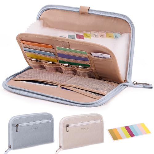 Receipt Organizer for Business 10x6 Accordion File Organizer w/ 12 Pockets - color: Grey, size: Medium