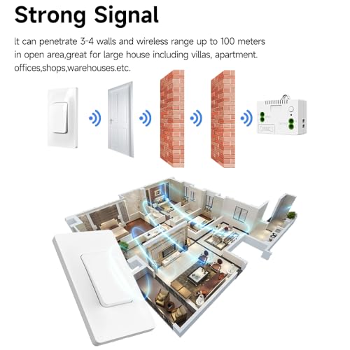 Self Powered Wireless Light Switch Kit Remote Light Switches Wireless No Wiring No Battery Kinetic Light Switch Wireless Radio Wall Switches for Home Lighting - style: US 1Gang 3V1 A