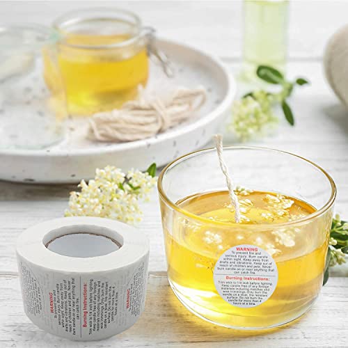 1500 pcs Candle Warning Labels,1.5inch Candle Jar Container Stickers - color: White