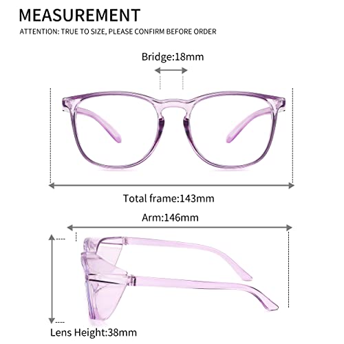 Alsenor Safety Glasses Anti Fog Goggles Protective Eyewear Blue Light Blocking Anti Dust UV Protection Glasses For Men Women (2 Pack (Sky-Blue + Lilac)) - color: 2 Pack (Sky-blue + Lilac)