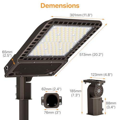 400W LED Parking Lot Light: 60000LM, 150LM/W 5000K Slip Fitter - size: 400W Slip Fitter Mount