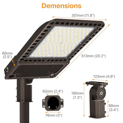400W LED Parking Lot Light: 60000LM, 150LM/W 5000K Slip Fitter - size: 400W Slip Fitter Mount