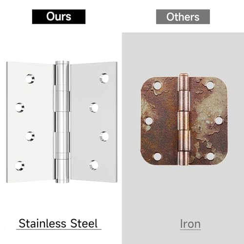 Bartuda Stainless Steel Ball Bearing Door Hinges, 4 Inch 3mm Thick, 3 Pack - color: Brushed Nickel - 09, size: 4 inch - 3 pack