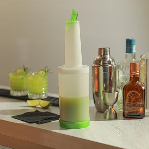 Restaurantware 1 qt Green Plastic Quick Pour Storage Container Bottle - color: Green, size: 32 Ounces