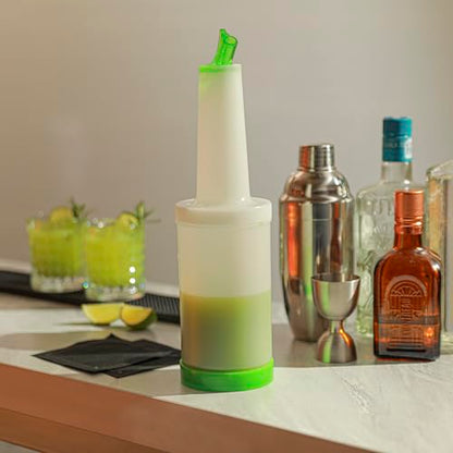 Restaurantware 1 qt Green Plastic Quick Pour Storage Container Bottle - color: Green, size: 32 Ounces