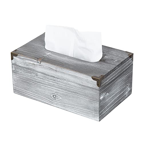 Distressed Wooden Rustic Tissue Box Holder Tissue Box Cover Napkin Dispenser for Bathroom Living Room Dining Room Bedroom Toilet (Grey White) - color: Grey White