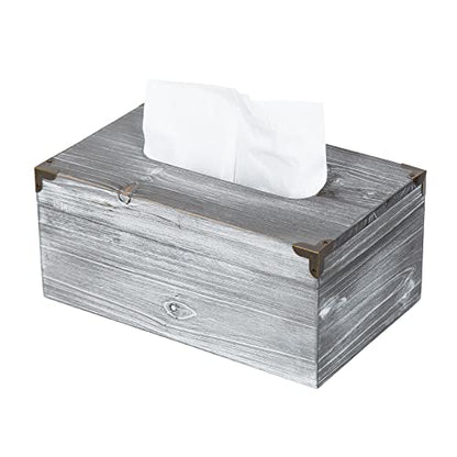 Distressed Wooden Rustic Tissue Box Holder Tissue Box Cover Napkin Dispenser for Bathroom Living Room Dining Room Bedroom Toilet (Grey White) - color: Grey White
