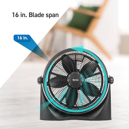 Commercial Cool 16 Inch High Velocity Floor Fan, Black, CFF16B - size: 16 Inch Black Velocity Floor Fan