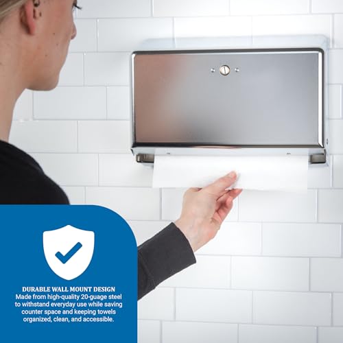 Carlisle FoodService Products T1950XC Mini C-Fold/Multifold Commercial Towel Dispenser, 250 Multifold / 150 C-Fold Towel Capacity, Chrome - color: Chrome, style: 250 Multifold/150 C-Fold
