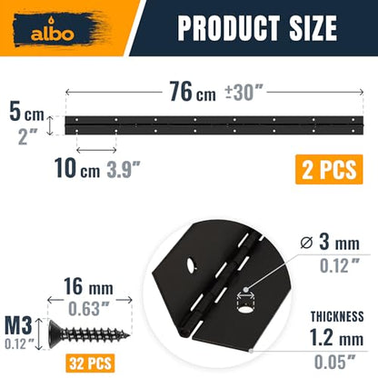 ALBO 30" x 2" Piano Hinge Stainless Steel 304, Black, 2-Pack - color: Black, size: 30 Inch