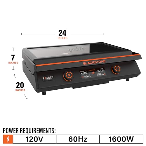 Blackstone 22-Inch Electric Griddle - 1600W Non Stick Ceramic Titanium Coated Stainless Steel Tabletop Griddle with EZ-Touch Control Dial, LCD Display, Patented Rotate & Remove Glass Hood - 8001