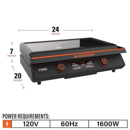 Blackstone 22-Inch Electric Griddle - 1600W Non Stick Ceramic Titanium Coated Stainless Steel Tabletop Griddle with EZ-Touch Control Dial, LCD Display, Patented Rotate & Remove Glass Hood - 8001