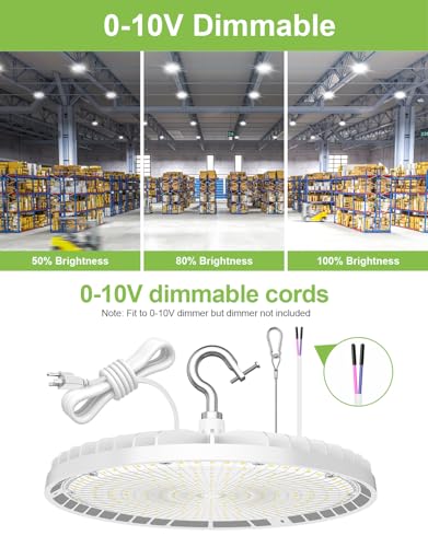 KUKUPPO 2 Pack 150W LED High Bay Light, LED UFO Shop Light with Plug White - size: 150W