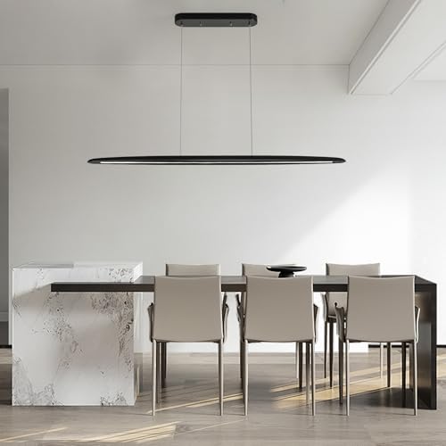 YISDESIGN 51" Wood Linear Pendant Light Black Linear Pendant Dinning Room Hanging Lights LED Dimmable Chandeliers 36w for Dining Room Pool Table Lights Kitchen Island Light Black - color: Black, size: 51in