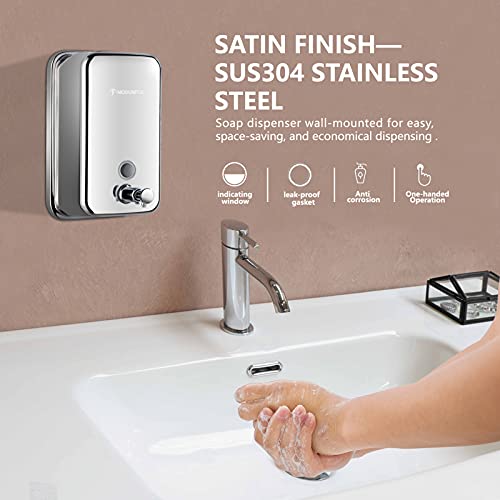 Stainless Steel Soap Dispenser for Home – 16.9oz Wall Mount - size: Vertical 16.9oz
