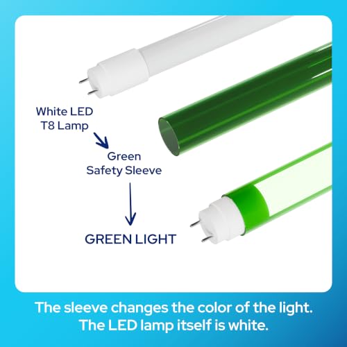 KASTLITE T8 LED Bulb & Safety Sleeve Combo, Green, 48", 4000K, 4-Pack - color: Green