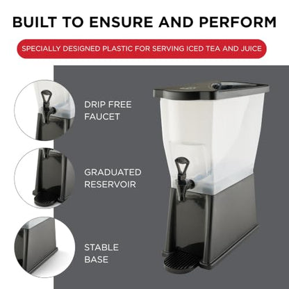 Winco 3 Gallon Slim Plastic Beverage Dispenser with Base