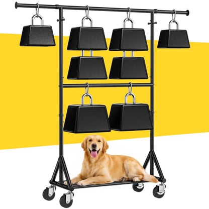 Heavy Duty Clothes Rack Loads 760 LBS, Double Tier Clothing Rack for Hanging Clothes with Wheels, 74~81 Inches Tall Double Rod Metal Garment Rack, Rolling Coat Storage Rack for Bedroom Commercial Use - color: Black
