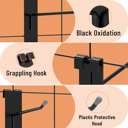 HUHOLE 60 Pack Black Gridwall Hooks, 2", 4", 6" Inch Display Hangers - size: 2+4+6 Inch