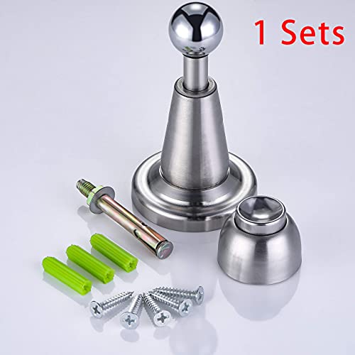 Blulu 1 Pack Magnetic Door Stopper Soft-Catch Stainless Steel Magnetic Door Catch Heavy Duty Wall Mounted & Floor Mounted Doorstops Holder for Keeping Open, Silver