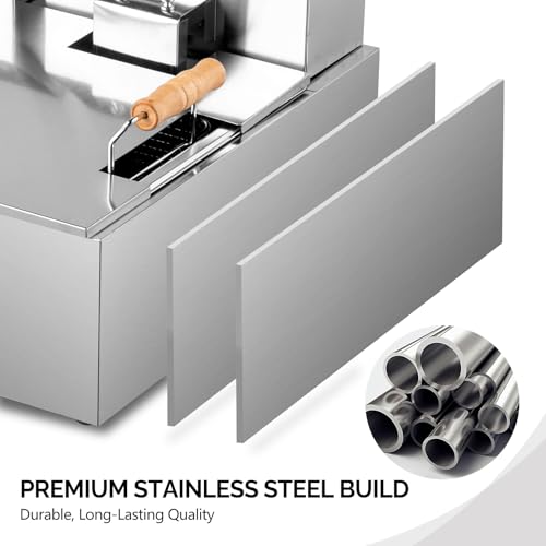 ROVSUN 23.8Qt Commercial Deep Fryer Countertop, Electric Deep Fryer with Basket, Lid & Adjustable Temp, Stainless Steel Kitchen Fat Fryer Frying Machine for French Fries Turkey Onion Rings 5000W - size: Single Fryer-23.8QT