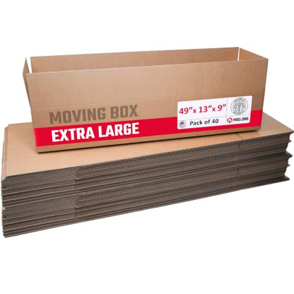 Extra Large Moving Boxes 49"L x 13"W x 9"H, Pack of 40 - color: Pack of 40, size: Extra Large 49x13x9"