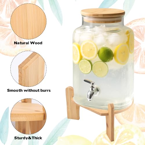 Wooden Drink Dispenser Stand, Beverage Dispenser Stand and Water Jug Holder, Drink Stand for Families, Parties and Catering Events, Fit Max 9 Inch Glass Water Pitcher Water Filter Bottle
