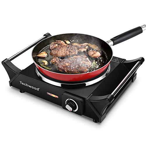 Techwood Hot Plate Portable Electric Stove 1500W Countertop Single Burner with Adjustable Temperature & Stay Cool Handles, 7.3” Cooktop for Dorm Office/Home/Camp, Compatible for All Cookwares - color: Black, size: Hot Plate