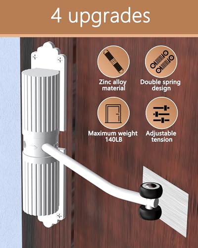 2 Pack White Adjustable Door Closers, to Convert Hinged Doors to Self Closing Doors.Up to 140LB can be Pushed - color: 2 Pack white