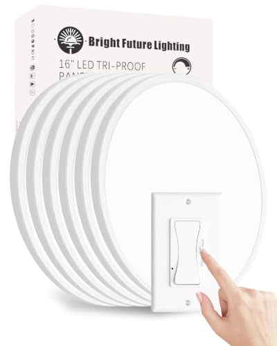 6Pack 16 Inch Dimmable LED Flush Mount Ceiling Light Panel,32W 3480LM,2700K-6000K 5 CCT Selectable,Ultra Thin Round White Ceiling Light Fixture for Hallway Kitchen Bedroom Home Office Bathroom - color: White, size: 16 INCH 6PK Dimmable 5CCT