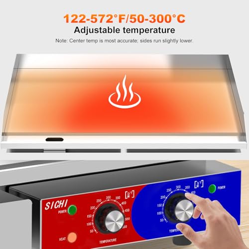 29’’ * 16’’ Commercial Electric Countertop Griddle -110V Flat Top Griddles w/ 122-572°F Adjustable Temperature and Non-Stick, 3000W Stainless Steel Electric Griddle w/ 10mm Thick Cast Iron - size: 29 INCH