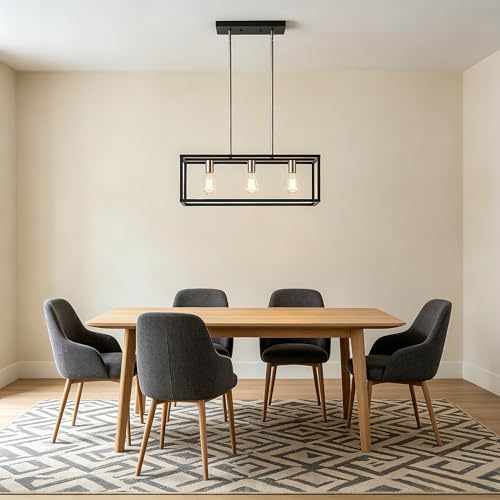 Farmhouse Kitchen Island Lighting, Modern Industrial Chandelier, 3-Light Black&Brushed Nickel Linear Rectangular Pendant Light Fixtures for Farmhouse Kitchen Dining Room Bar Foyer - color: Black & Brushed Nickel, size: 3 Lights