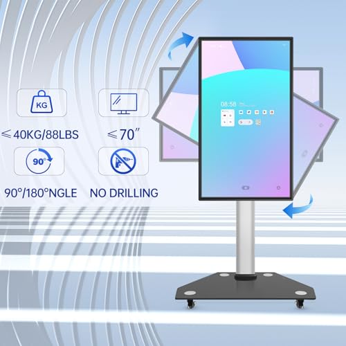 Smart Board JAV Mobile Stand, Four Lockable Wheels, Height Adjustable Portable Stand for Office Classroom