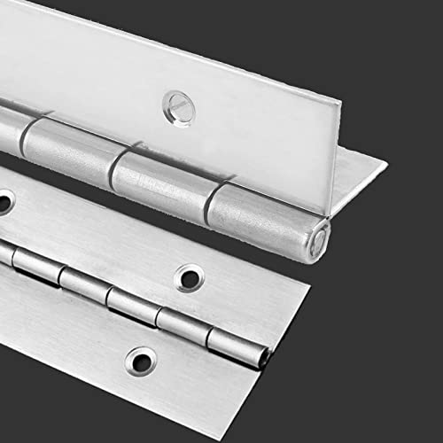 2PCS 18" Stainless Steel Piano Hinge, 0.06" Thick Heavy Duty Piano Hinge - color: Silver, size: 18Inch x 2Inch