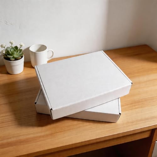 Fishat 11" x 8" x 2" White Corrugated Cardboard Shipping Boxes Set of 25 - size: 11" x 8" x 2"