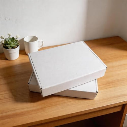 Fishat 11" x 8" x 2" White Corrugated Cardboard Shipping Boxes Set of 25 - size: 11" x 8" x 2"
